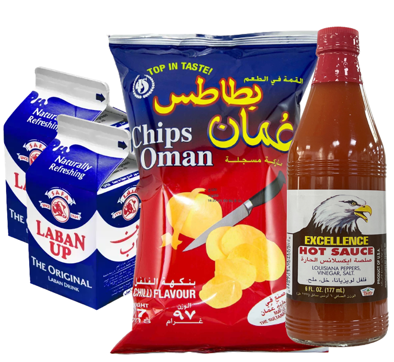 Buy Safa Laban Up 200ml x 2 + Oman Chips 97g + Excellence Hot Sauce